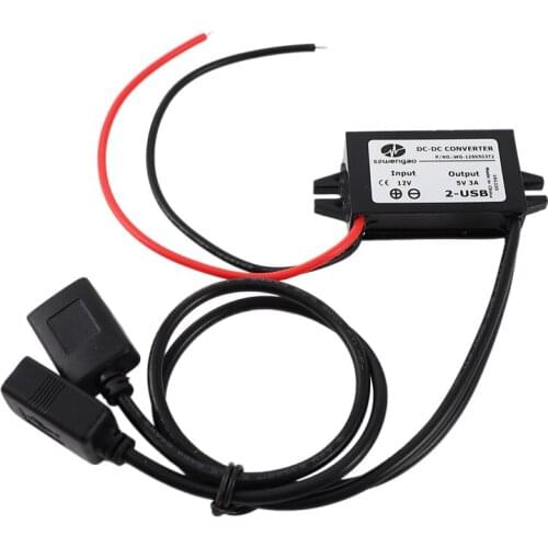 NEW-Szwengao 12V to 5V 3A 15W DC to DC Converter Regulator Module Dual USB Output Power Adapter for Car Boat Motorcycle