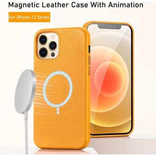1:1 Official Magnetic Geniune Leather Case For iPhone 12 Pro Max Magsaf* Animation Phone Cover For iPhone 12 Mini 12Pro Max Case