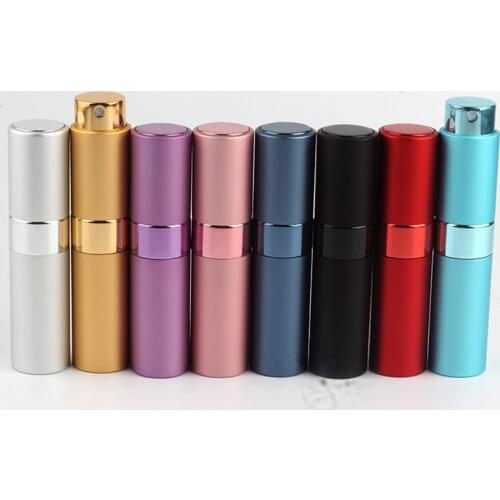 8ml Portable Mini Aluminum Pump Sprayer Bottles Refillable Perfume Atomizer Empty Cosmetic Containers For Travel