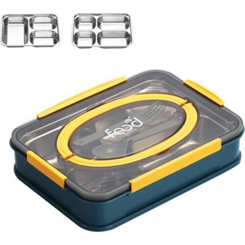 Portable 304 Stainless Steel Lunch Box Hot Japanese Style 4/3 Compartment Leak-proof Food Container for Students Adults