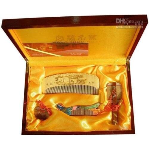 Rare!Guaranteed 100% handcrafted with Chinese charm set 4 boxwood and bamboo handwork totall