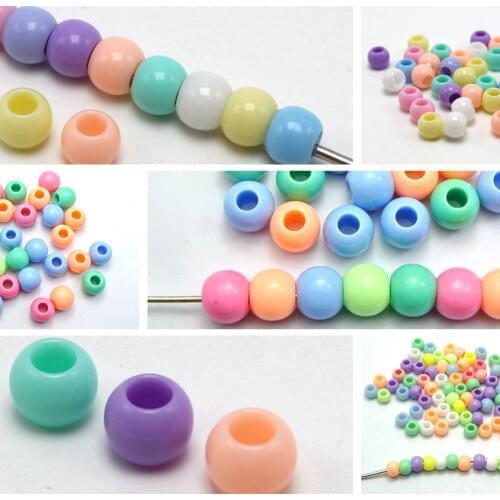 Craft DIY Mixed Pastel Color Acrylic Round Pony Beads for Kids Craft Kandi Brace
