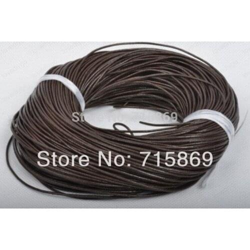 Dark Brown 100 Meters 3 mm Thick Round Real Leather Cord For DIY Jewelry Bracelet And Necklace