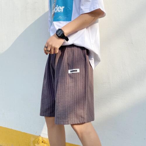 Men Shorts Striped Chic Summer Baggy Straight Ins Casual Trousers Male Harajuku Simple Popular Men Streetwear Harajuku Clothing