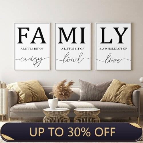 Nordic Minimalist Posters and Prints Family sign Wall Art Picture Letter Family Quote Love Home Decor for Living Room Bedroom