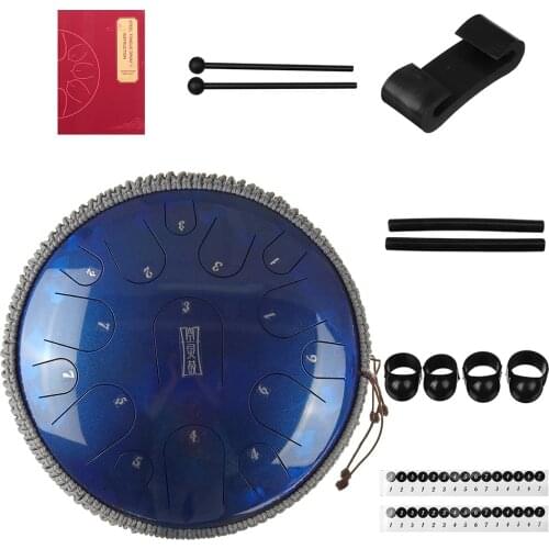 HLURU 13 Inch 15 Note Steel Tongue Drum D Minor Handpan Pearl Paint Percussion Hand Drum Yoga Meditation