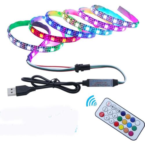 WS2812B Led Strip with USB Bluetooth Control SMD5050RGB IC Smart Driver Chip Addressable 30/60/144leds/M 1M 2M 5M