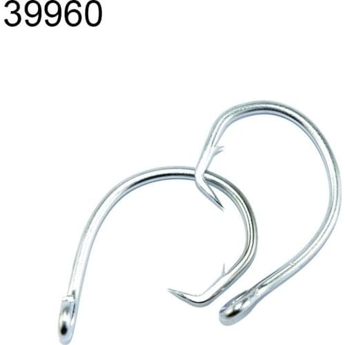 TOPIND 50PCS Fishing Sharp Fishing Circle Hooks Sliver Stainless Steel with size 12/0-15/0 39960 Fishing Hooks