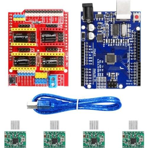 V3.0 Engraver CNC Shield Board + R3 Board + A4988 Stepper Motor Drivers + Heat Sink for UNO R3 for Arduino