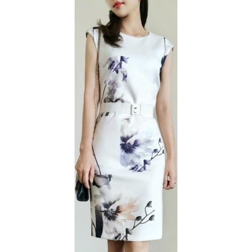 Cap Sleeves Belted Floral Print Bodycon Vintage Mini Dress UK Fashion Summer New Collections
