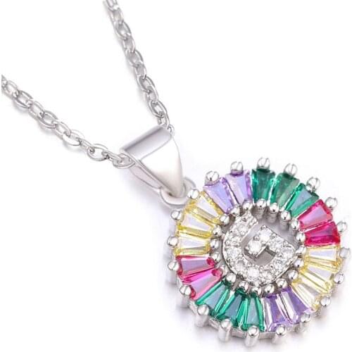 JUWANG Vintage Clavicle Chain Chokers Necklaces For Women Men Cubic Zirconia Colorful Letters Pendant Necklace Fashion Jewelry