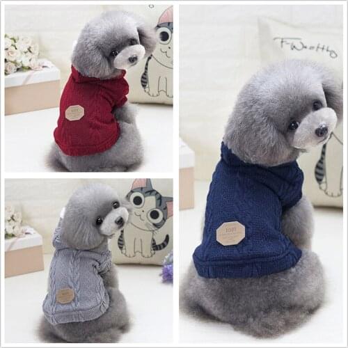 Knitting Dog Clothes Winter Warm Pet Coat Jackets For Small Dogs Puppy Cat Sweater Hooded Clothing