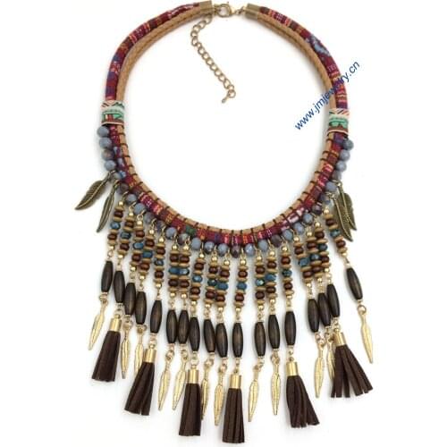Womens clothing accessories Handmade Victorian necklace Bohemian collier necklaces long beaded fringe tassel pendants Necklace