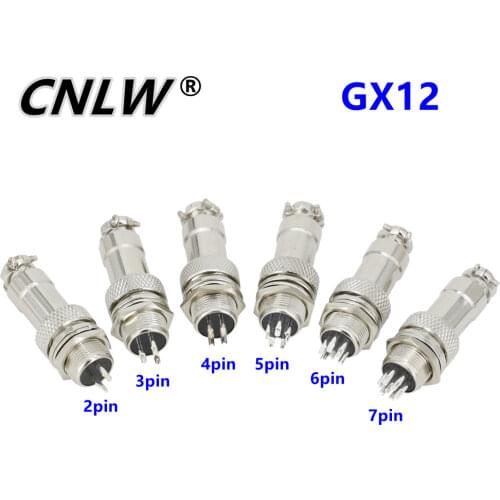 1 Set GX12 12mm Screw Aviation Connector Plug 2/3/4/5/6/7 Pin The Aviation Plug Cable Connector Regular Plug and Socket