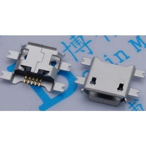 100pcs Micro USB Heavy plate 5pin 1.17mm female seat/ 4 Fixed feet 1.17 5P Tablet charging seat Mini usb connector Free shipping