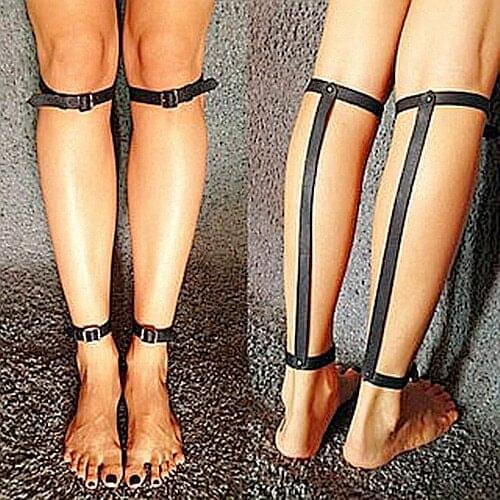 2 pcs Goth Punk Rivets Hand Foot Ankle Strap Calf Harness Leather Body Bondage Straps barefoot sandals foot jewelry