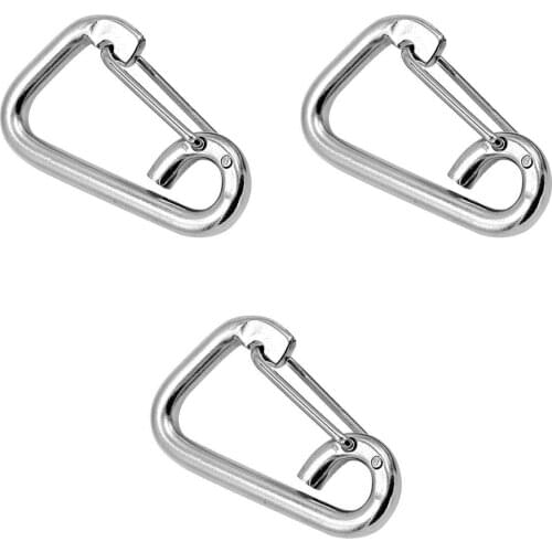 3 Pcs Stainless Steel Spring Hook Carabiner Clip Keychain M6 M8 M10 Buckle