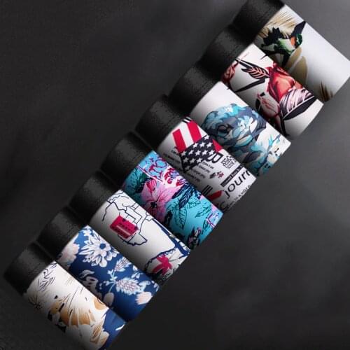 4/6/8pcs Mens Underwear Boxers Fashion Printed Men Underpants Boxer Shorts Ics Slik Male Panties Pouch Sheath Vetement Homme
