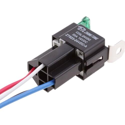 5pcs 24V 30A 4 Pin Terminal SPST Relay Power Switch With Pre-wired Sockets