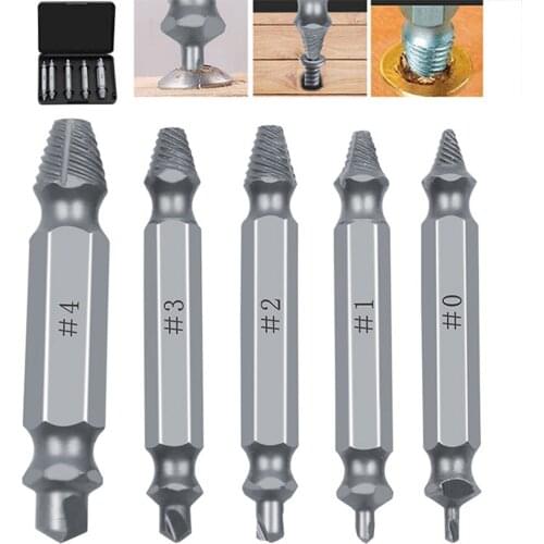 5cps/Set HSS Screw Extractor Damaged Drill Bits Guide Set Broken Speed Out Easy out Bolt Stud Stripped Screw Remover Tools