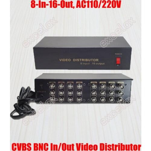 8 In 16 Out Composite CVBS BNC Video Distributor 8-16CH Input Video Splitter Analog CCTV Security Camera System Signal Amplifier