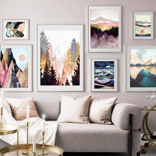 Forest Mountain Sea Abstract Art Landscape Poster Diamond Painting Mural Cross Stitch Kit Mosaic Picture Living Room Decoration