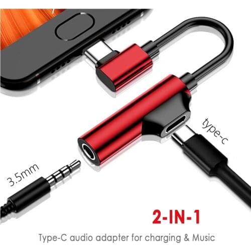2 in 1 Type-C Audio Adapter USB Type C To 3.5mm AUX Jack OTG Adapter for Samsung Huawei P30 Pro Xiaomi Mi 9 8 Pro Headphone