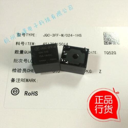 Free shipping(10pieces/lot)100%Original New HF3FF-M-024-1HS JQC-3FF-M-024-1HS HF3FF-M-24VDC-1HS 4PINS 15A 14VDC Automobile relay