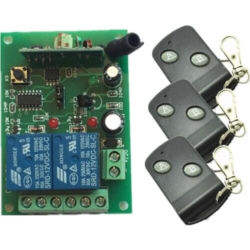 DC12V 2CH 10A Radio Controller RF Wireless Relay Remote Control Switch 315 MHZ 433 MHZ teleswitch 3 Transmitter +1 Receiver
