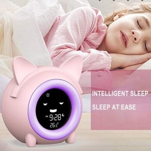 Lightweight Child Alarm Clock Sleep Training Clock Colorful Night Light Digital Wake Up Clock With Temperature Timer For Bedroom