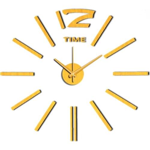 DIY Modern Fashion Creative Wall Clock Paste EVA Golden numeral Decoration Clock 60x60cm 10EM103G