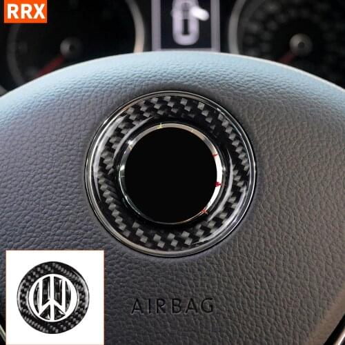 For VW Golf 7 6 GTI MK7 Scirocco Passat B6 Jetta Bora Carbon Steering Wheel Logo Badge Emblem Cover Sticker Trim Car styling