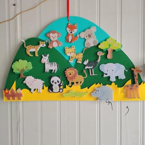 DIY Felt Pendant Tree Easter Kids Gift Childrens Room Cartoon Animal Wall Hanging Educational Toy for Ornaments Xmas Home Decor