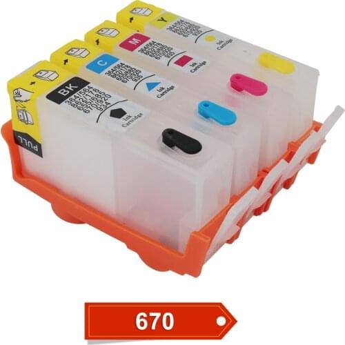 For HP 670 Ink Cartridge 670 Refillable Cartridge With ARC Chips for HP 670 670XL For HP Deskjet Ink Advantage 3525 Printer
