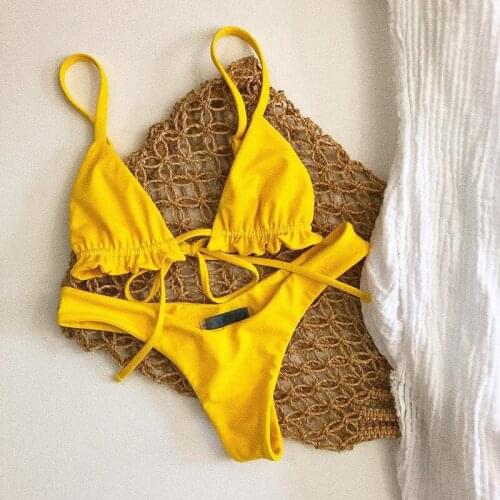 Lotus Leaf Girls Bikini Push Up Set Brazilian Brazil Thong Femme Bathing Suit Sexy Swimwear Women Bikini Swimsuit 2018 Beach