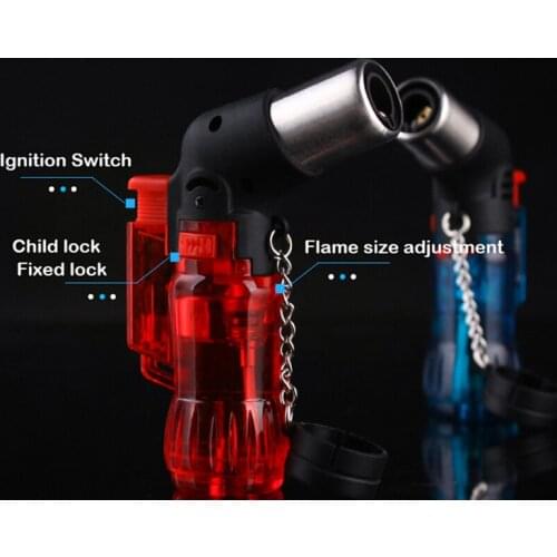 Mini Butane Jet Torch Cigarette Windproof Lighter Plastic Fire Ignition Burner Christmas Halloween Gift Random Color