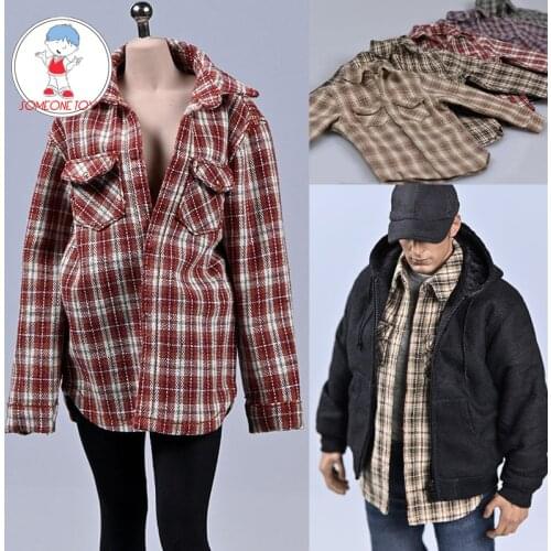 Jiaou doll 1/6 Male Plaid Shirt Female long sleeve Shirts casual clothes for 12" PHicen Soldier Figure Body TBLeague S10D M34