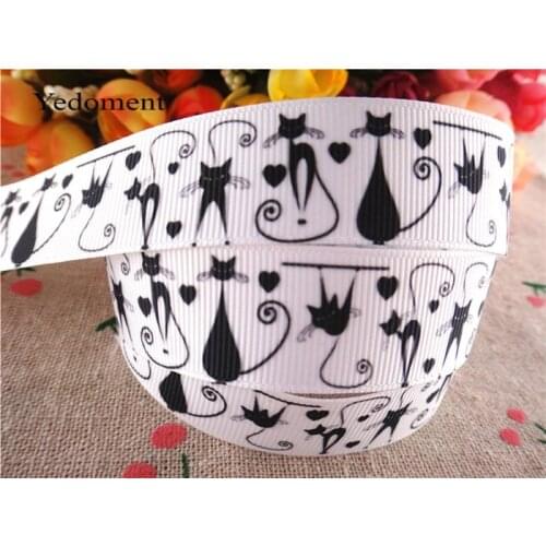 New arrival 7/8'' 22mm 10 yards cat printed grosgrain ribbon cartoon ribbons cloth tape hair accessories WQ032225