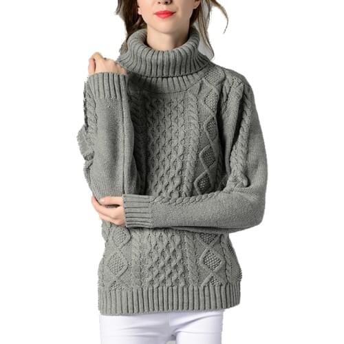 Autumn Winter Turtleneck Sweater Women Solid Knitted Sweaters Warm Long Sleeve Pullover Sweater Black White