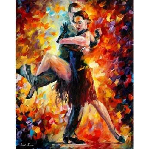Modern art portrait joyful tango palette knife oil painting High quality Hand painted home decor
