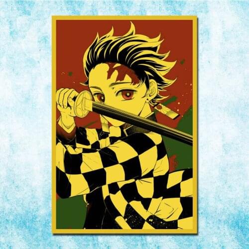 Demon Slayer Anime Tanjirou Zenitsu Nezuko Poster Art Silk Canvas Retro Print For Home Room Decor Decoration-018