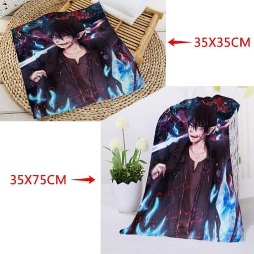 Custom Blue Exorcist Face Towels Facecloth Microfiber Washcloth Quick drying Sports Towel 35x75cm and 35X35cm
