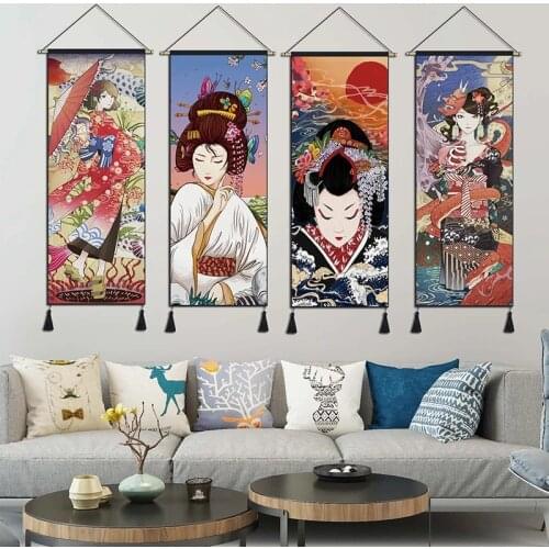 Ukiyoe Japanese Beauty Decoration Scroll Painting Wall Art Home Decor Posters Canvas Painting Vintage Room Decor Wall Paintings
