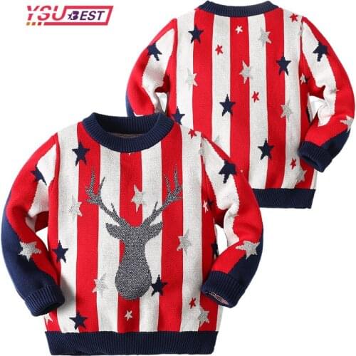 Christmas Deer Knitted Pullover Kids Boys Girls Long Sleeve Knit Sweater Winter Baby Kids Boys Girls Pullover Sweaters New Year