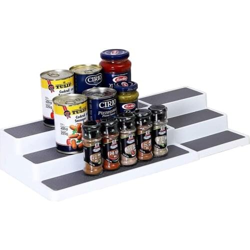 3-Tier Spice Rack Expandable Kitchen Cabinet Waterproof and Non Skid Kitchen Organizer for Pantry Cabinet or Countertop