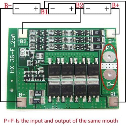 3 String 12V 25A 18650 Lithium Ion Battery Protection 11.1V Protection Circuit with Balanced Lithium Board Board 12.6V Batt U0Q4