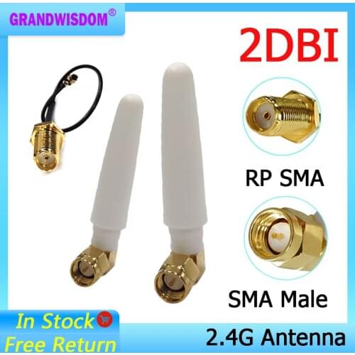 2.4Ghz antenna Wifi 2dbi SMA Male connector white 2.4 IOT antena Omni-Directional Router Antenna +21cm RP-SMA Male Pigtail Cable