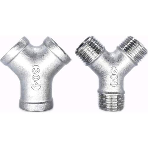 1/4" 3/8" 1/2" 3/4" 1" 1-1/4" 1-1/2" BSP Female Male Thread Y Type 3 Three Way 304 Stainless Steel Pipe Fitting Connector