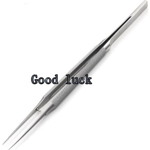 14CM Stainless Steel Round Handle Microscopic Tweezers With Hock Double Eyelids Ophthalmic instruments Platform