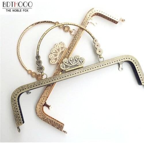 20.5cm Women Handbag Purse Frame DIY Purse Square with Drill Bag Accessories Clutch Metal Purse Frame